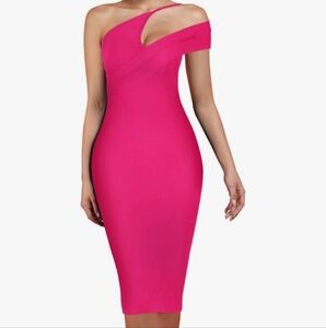 Elegant Pink One-Shoulder Dress